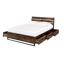 Load image into Gallery viewer, ACME JUVANTH RUSTIC OAK &amp; BLACK FINISH EK BED W/STORAGE