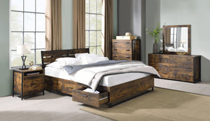 ACME JUVANTH RUSTIC OAK & BLACK FINISH EK BED W/STORAGE