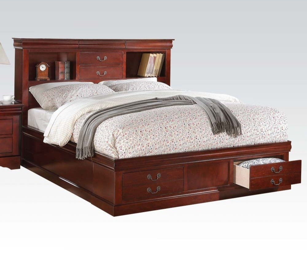 ACME LOUIS PHILIPPE III CHERRY QUEEN BED