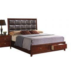 ACME ILANA BROWN PU & BROWN CHERRY QUEEN BED