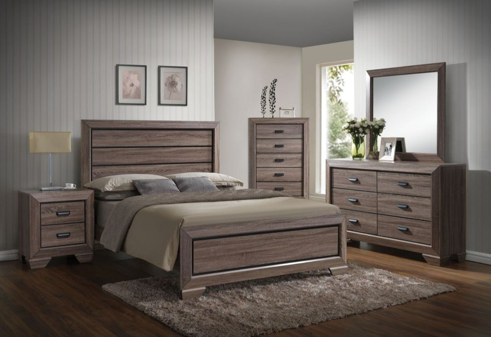 ACME LYNDON WEATHERED GRAY GRAIN BEDROOM SET (5 PC)