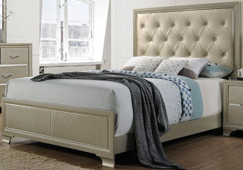 ACME CARINE PU & CHAMPAGNE QUEEN BED