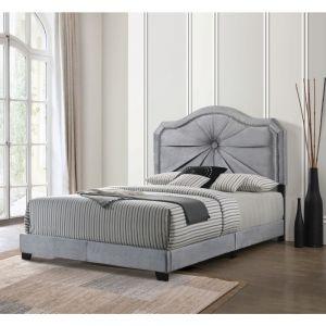 ACME FRANKIE GRAY VELVET QUEEN BED