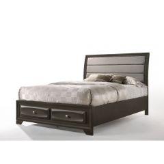 ACME SOTERIS GRAY FABRIC & ANTIQUE GRAY FINISH QUEEN BED W/STORAGE