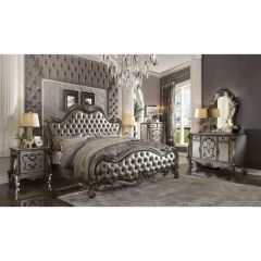 ACME VERSAILLES II SILVER PU & ANTIQUE PLATINUM EK BED