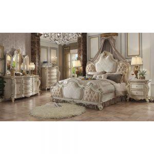 ACME PICARDY FABRIC & ANTIQUE PEARL EK BED