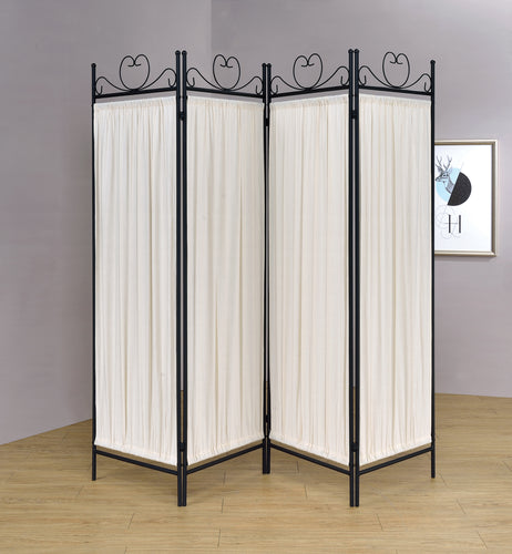 COASTER OFFICE-ACCESSORY 4-PANEL FOLDING SCREEN BEIGE AND BLACK