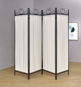 COASTER OFFICE-ACCESSORY 4-PANEL FOLDING SCREEN BEIGE AND BLACK