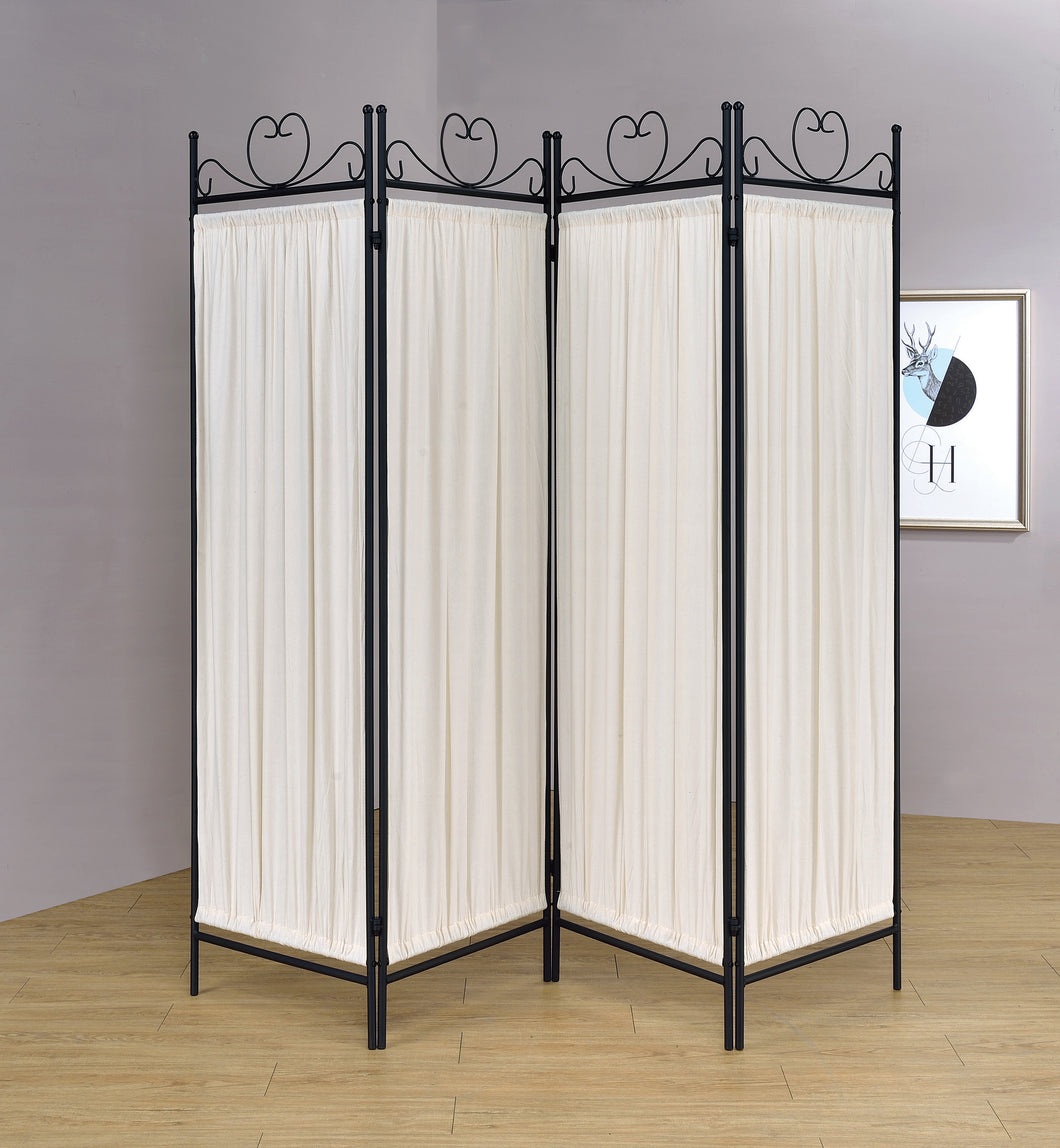 COASTER OFFICE-ACCESSORY 4-PANEL FOLDING SCREEN BEIGE AND BLACK