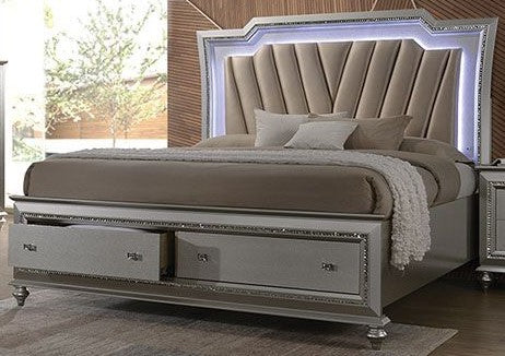 ACME KAITLYN PU & CHAMPAGNE QUEEN BED