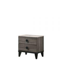 ACME AVANTIKA FAUX MARBLE TOP & RUSTIC GRAY OAK NIGHTSTAND