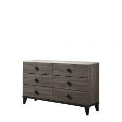 ACME AVANTIKA FAUX MARBLE TOP & RUSTIC GRAY OAK DRESSER