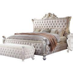 ACME PICARDY FABRIC & ANTIQUE PEARL CK BED