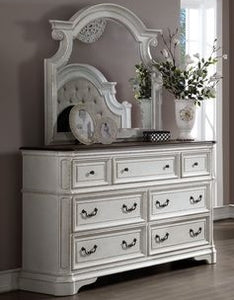 ACME FLORIAN ANTIQUE WHITE & OAK FINISH DRESSER