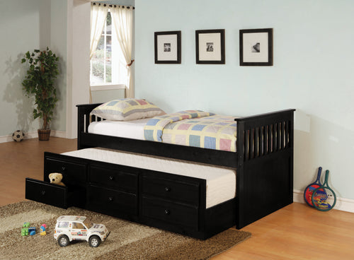 COASTER BEDROOM TWIN CAPTAIN’S DAYBED WITH STORAGE TRUNDLE BLACK