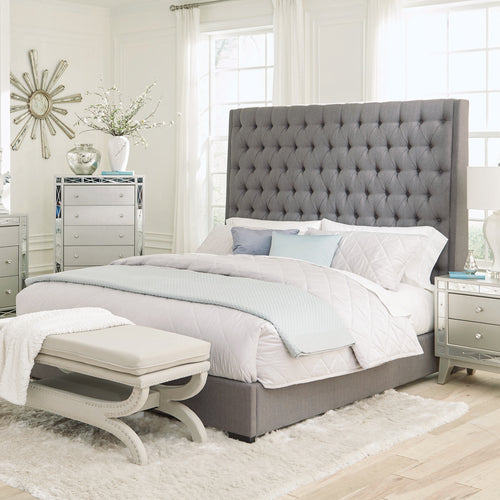 COASTER CAMILLE GREY BUTTON TUFTED EASTERN KING BED