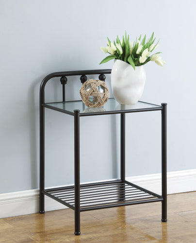COASTER BEDROOM LIVINGSTON 1-SHELF NIGHTSTAND WITH GLASS TOP DARK BRONZE