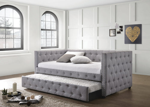 COASTER BEDROOM MOCKERN TUFTED UPHOLSTERED DAYBED WITH TRUNDLE GREY