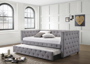 COASTER BEDROOM MOCKERN TUFTED UPHOLSTERED DAYBED WITH TRUNDLE GREY