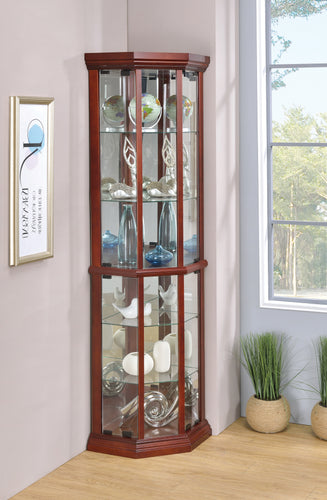 COASTER OFFICE-ACCESSORY 6-SHELF CORNER CURIO CABINET MEDIUM BROWN