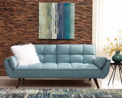 COASTER LIVING-ROOM CAUFIELD BISCUIT-TUFTED SOFA BED TURQUOISE BLUE
