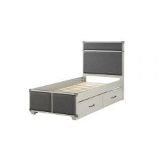 ACME ORCHEST GRAY PU & GRAY FINISH TWIN BED