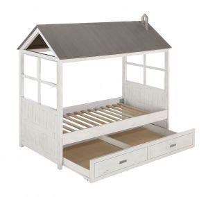 ACME TREE HOUSE II WEATHERED WHITE & WASHED GRAY FINISH TWIN BED