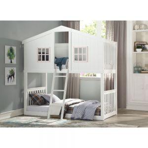 ACME ROHAN COTTAGE WHITE & PINK FINISH TWIN/TWIN BUNK BED