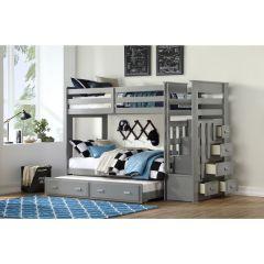 ACME ALLENTOWN GRAY FINISH TWIN/TWIN BUNK BED W/TRUNDLE &STORAGE