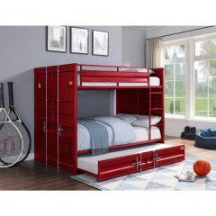 ACME CARGO RED FINISH FULL/FULL BUNK BED