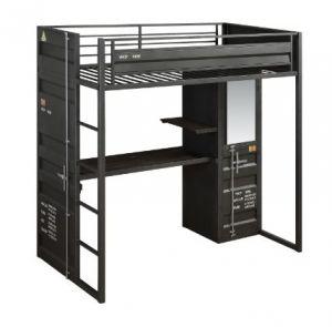 ACME CARGO GUNMETAL FINISH TWIN LOFT BED W/DESK & WARDROBE