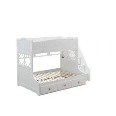 ACME MEYER WHITE FINISH TWIN/FULL BUNK BED W/3 DRAWERS
