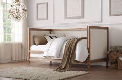 ACME CHARLTON CREAM LINEN & SALVAGE OAK FINISH DAYBED (TWIN)