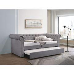 ACME JUSTICE SMOKE GRAY FABRIC DAYBED W/TRUNDLE (TWIN)