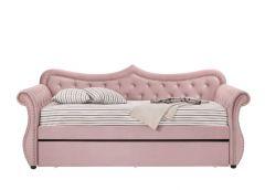 ACME ADKINS PINK VELVET DAYBED W/TRUNDLE (TWIN)