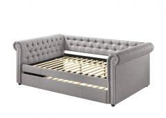 ACME JUSTICE SMOKE GRAY FABRIC DAYBED W/TRUNDLE (FULL)