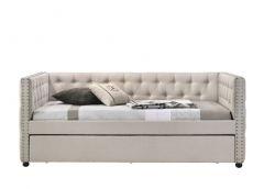 ACME ROMONA BEIGE FABRIC DAYBED W/TRUNDLE (FULL)