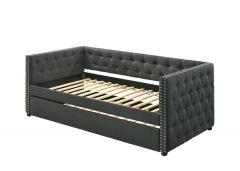 ACME ROMONA GRAY FABRIC DAYBED W/TRUNDLE (TWIN)