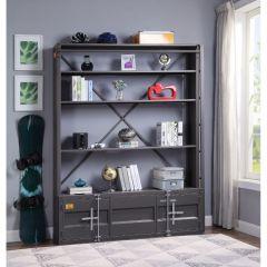 ACME CARGO GUNMETAL FINISH BOOKCASE W/LADDER