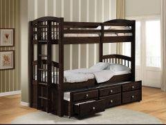 ACME MICAH ESPRESSO FINISH TWIN/TWIN BUNK BED W/TRUNDLE & 3 DRAWERS
