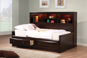 COASTER BEDROOM PHOENIX TWIN DAYBED WITH BOOKCASE AND STORAGE DRAWERS CAPPUCCINO