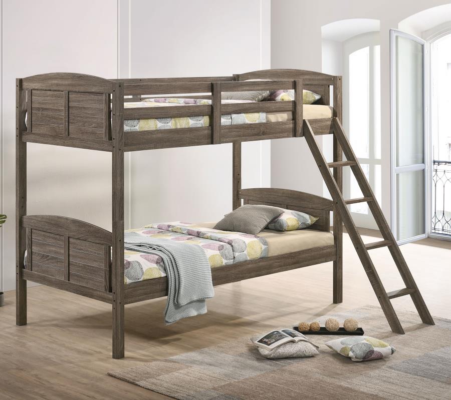 COASTER FLYNN WEATHERED BROWN TWIN/TWIN BUNK BED