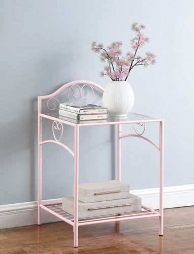 COASTER BEDROOM MASSI 1-SHELF NIGHTSTAND WITH GLASS TOP POWDER PINK