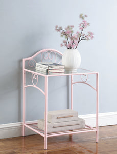 COASTER BEDROOM MASSI 1-SHELF NIGHTSTAND WITH GLASS TOP POWDER PINK