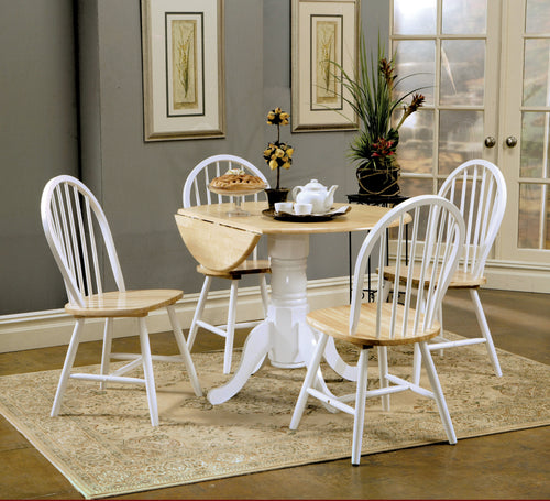 COASTER NATURAL BROWN AND WHITE 5-PIECE DROP LEAF DINING SET