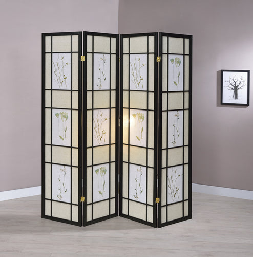 COASTER OFFICE-ACCESSORY 4-PANEL FLORAL PRINT FOLDING SCREEN MULTI-COLOR
