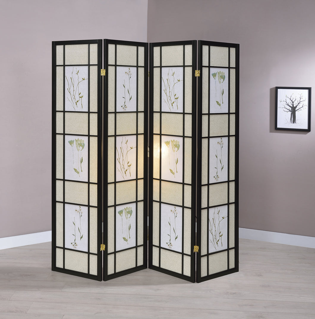 COASTER OFFICE-ACCESSORY 4-PANEL FLORAL PRINT FOLDING SCREEN MULTI-COLOR