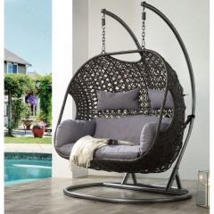 ACME VASANT FABRIC & WICKER HANGING CHAIR