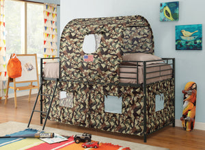 COASTER BEDROOM CAMOUFLAGE TENT LOFT BED WITH LADDER ARMY GREEN