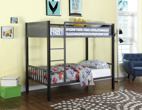 COASTER MEYERS BLACK AND GUNMETAL TWIN OVER TWIN BUNK BED